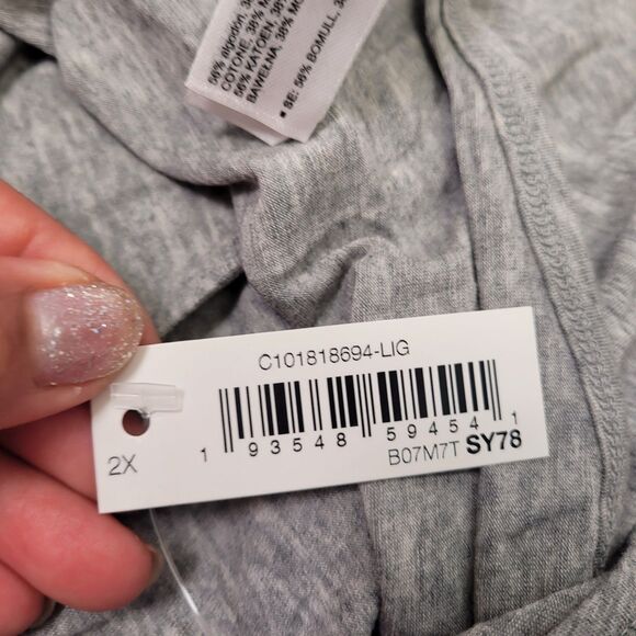 Core 10  Women Soft Cotton Open Back Tank Top Twisthole Back Gray Size 2X - Picture 8 of 10